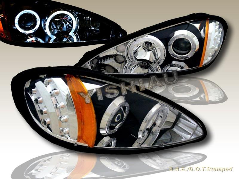 1999-2005 pontiac grand am twin halo l.e.d. projector headlights black