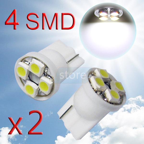 2pcs t10 4 smd license plate pure white 194 w5w led car light bulb lamp