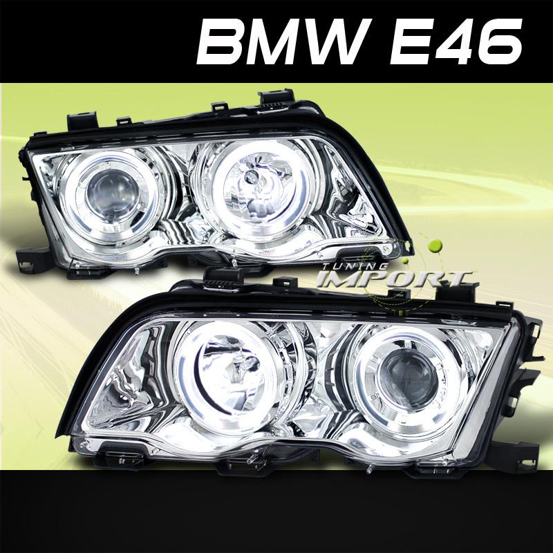 99-01 bmw e46 3 series 323i 328i 330i ccfl halo chrome projector head lights 4dr