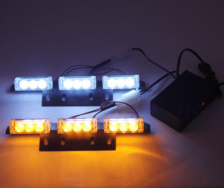 2 x 9 led amber/white auto van truck strobe flash light grill emergency lights