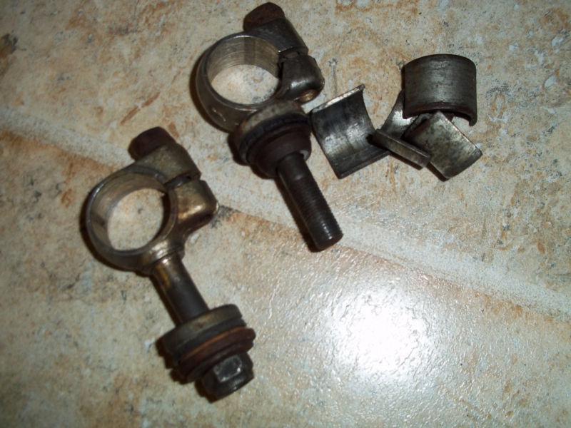 Vintage triumph bsa pair of handlebar mounting p clamps with shims