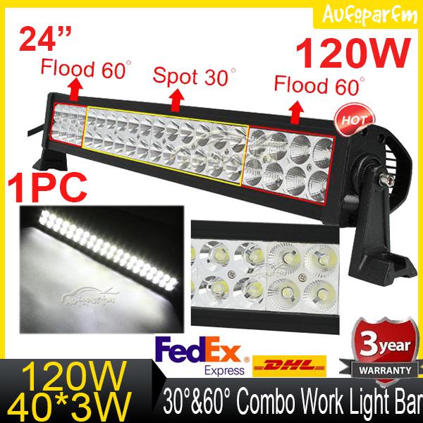 24" 120w spot flood combo led alloy work light bar 4wd boat ute driving atv lamp