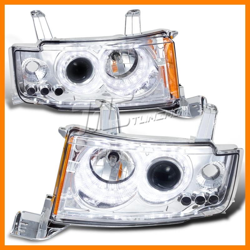 04-06 scion xb chrome led dual halo projector headlights driver+passenger set