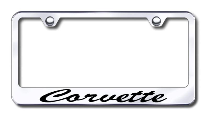 Gm corvette script  engraved chrome license plate frame made in usa genuine