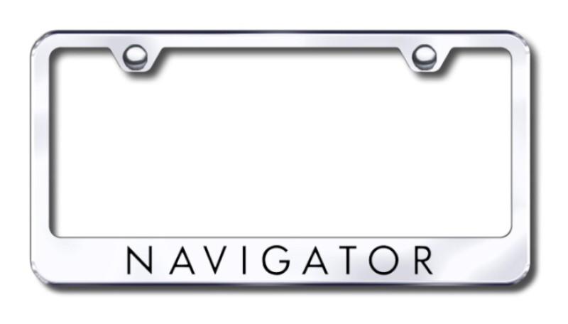 Ford navigator  engraved chrome license plate frame -metal made in usa genuine