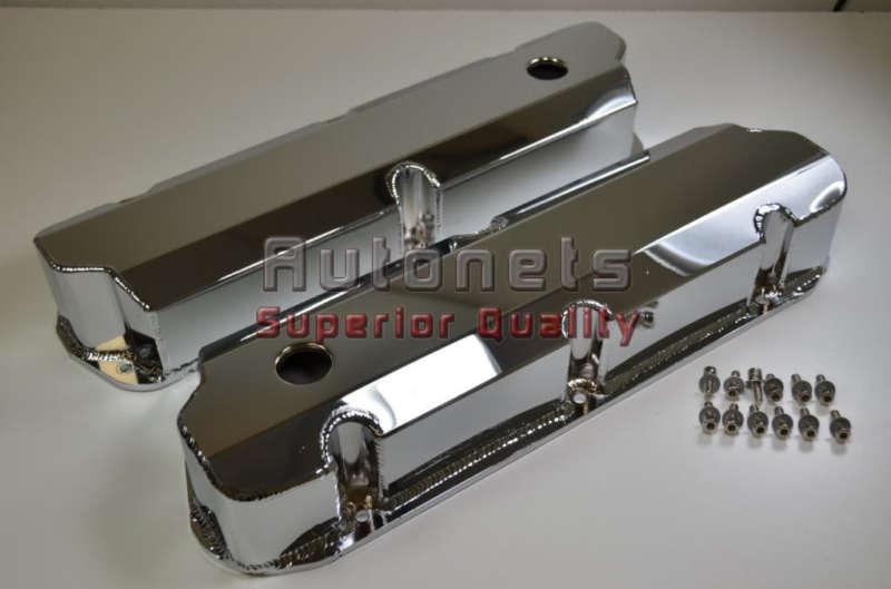 Sbf chrome aluminum valve covers 289-302-351w 5.0l mustang fabricated ford