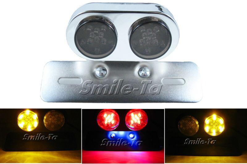 Motorcycle led plate holder tail light brake custom license relocator dual sport