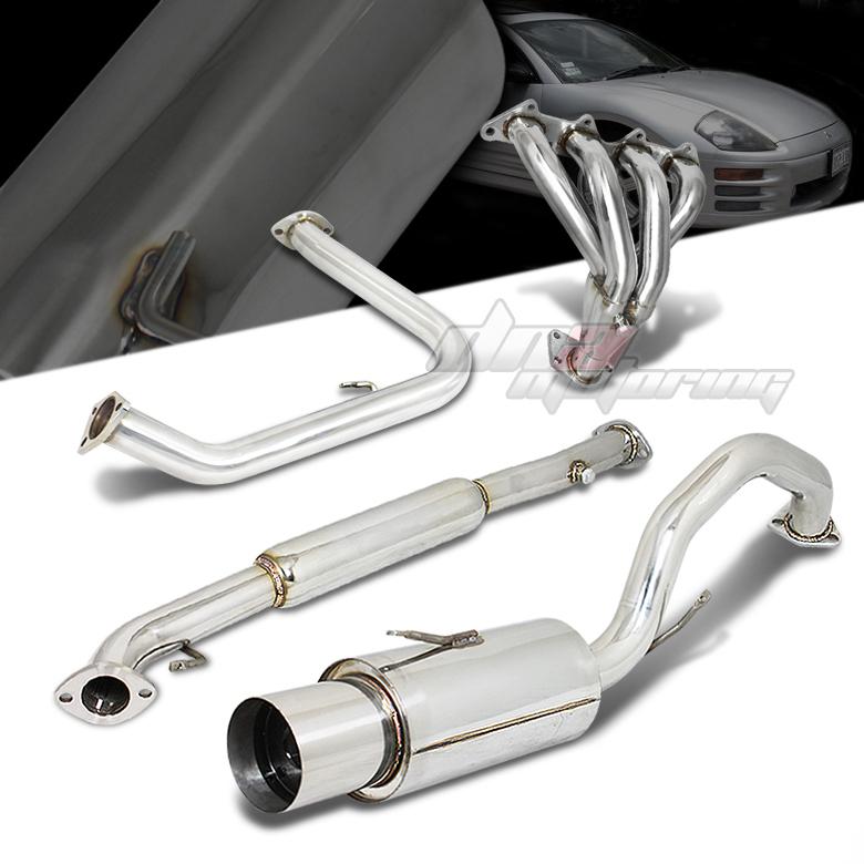 Eclipse gs/rs 00-05 4cyl stainless catback+header exhaust system cat back/tip