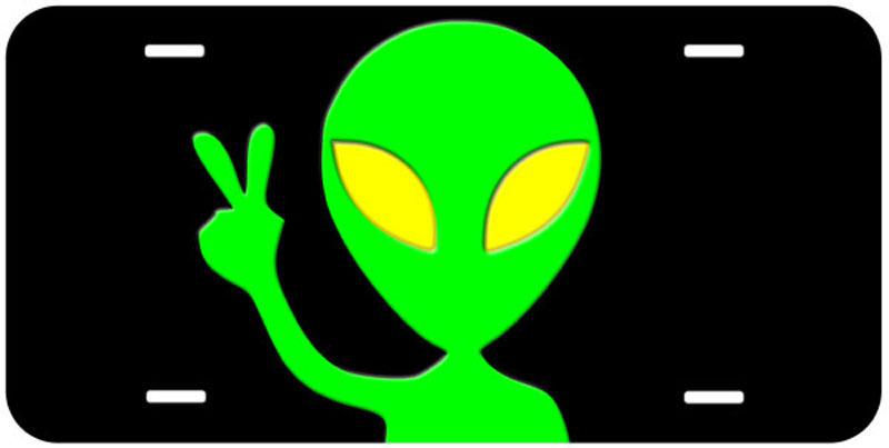 Ufo alien peace aluminum novelty tag license plate