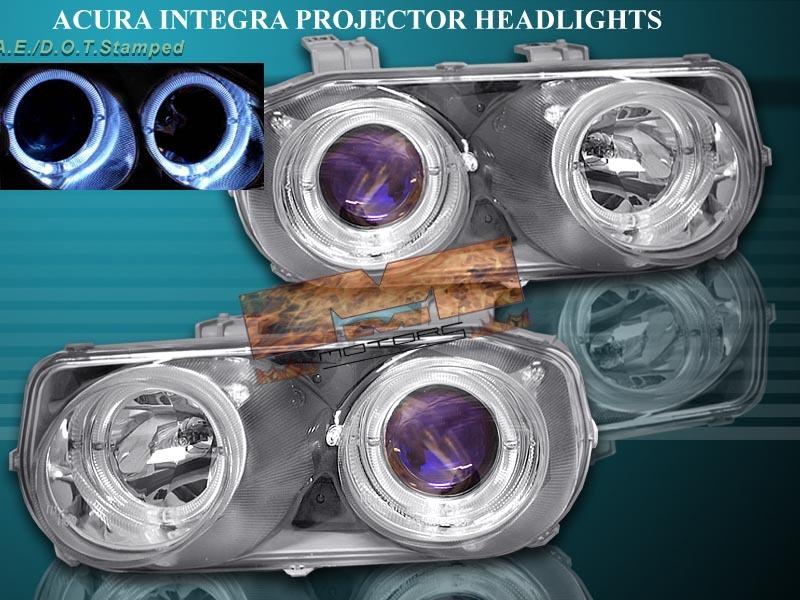 1998-2001 acura integra headlights chrome 2 halo 99 00 headlamps