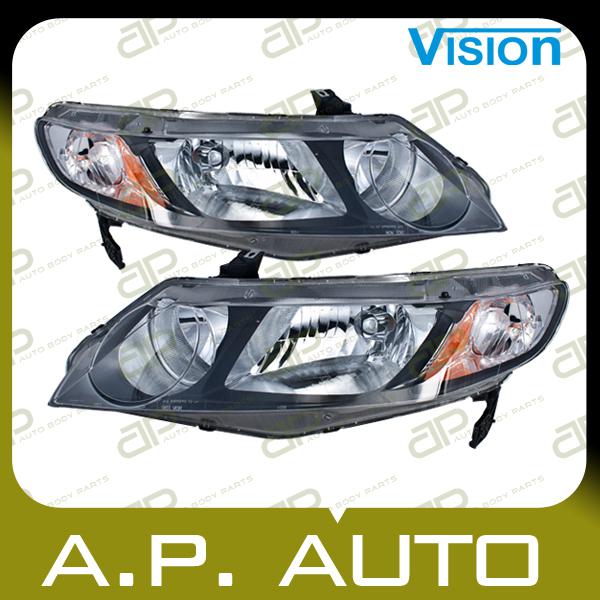 Pair head light lamp assembly 06-11 honda civic hybrid 4dr dx lx ex lh+rh new