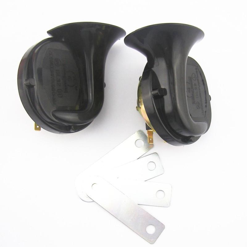 Black loud dual-tone snail universal electric horn 12v 110 db for car truck auto