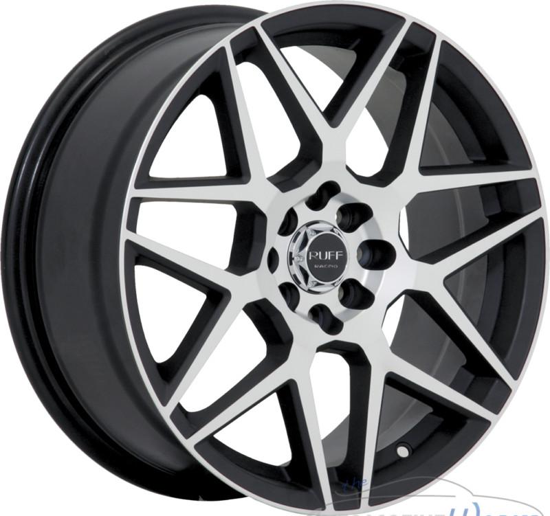 1- 17x7.5 ruff r351 4x100 4x114.3 4x4.5 +40mm matte black machined rim wheel 17"