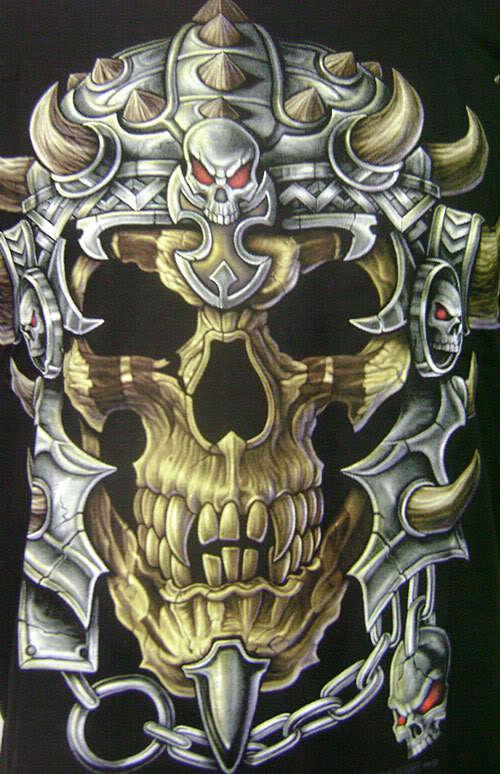 Vintage lich king viking warrior skull indian for gift biker mens t-shirt sz xl