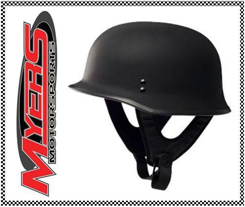 Fly 9mm half german army helmet flat black large harley riders look!