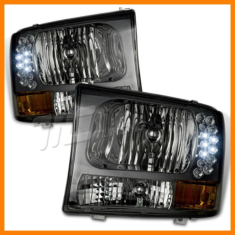 1999-2004 ford f250/f350 super duty sd pickup smoke led amber signal head lights