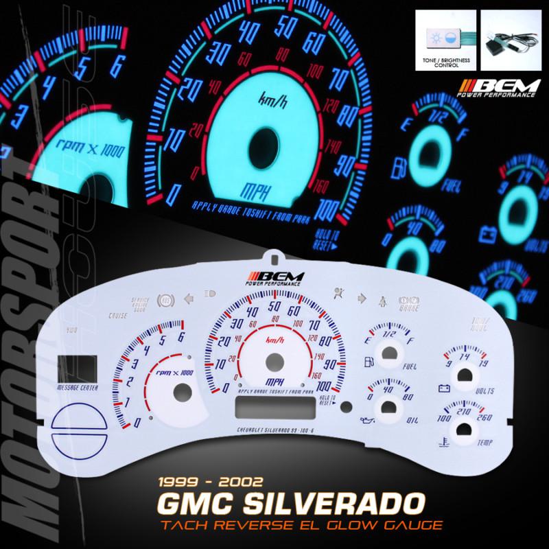 1999-2002 chevy silverado 2500 pickup reverse el glow gauge w/tach replacement