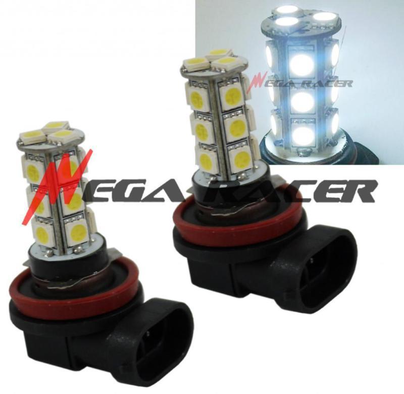 Led h11 xenon white 6000k 6k headlight 18 smd 2x bulbs #d21 au28 fog light lamp