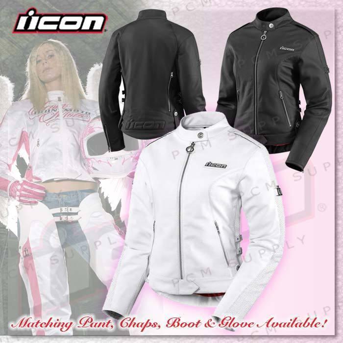 Icon womens hella leather jacket black lg