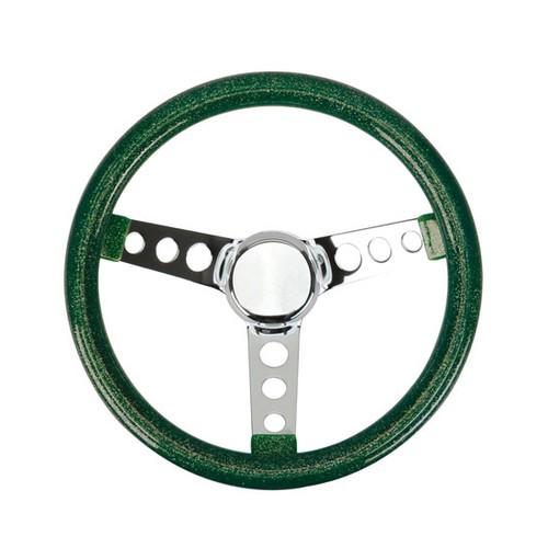 New speedway 11-1/2" green metalflake 60's style steering wheel, 4" dish