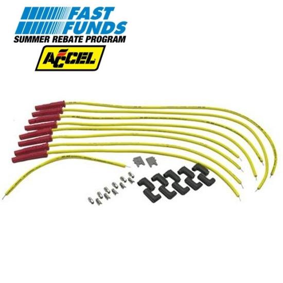 New accel 8023 8.8mm spiral core yellow plug wires, hei straight boot, hiss-free