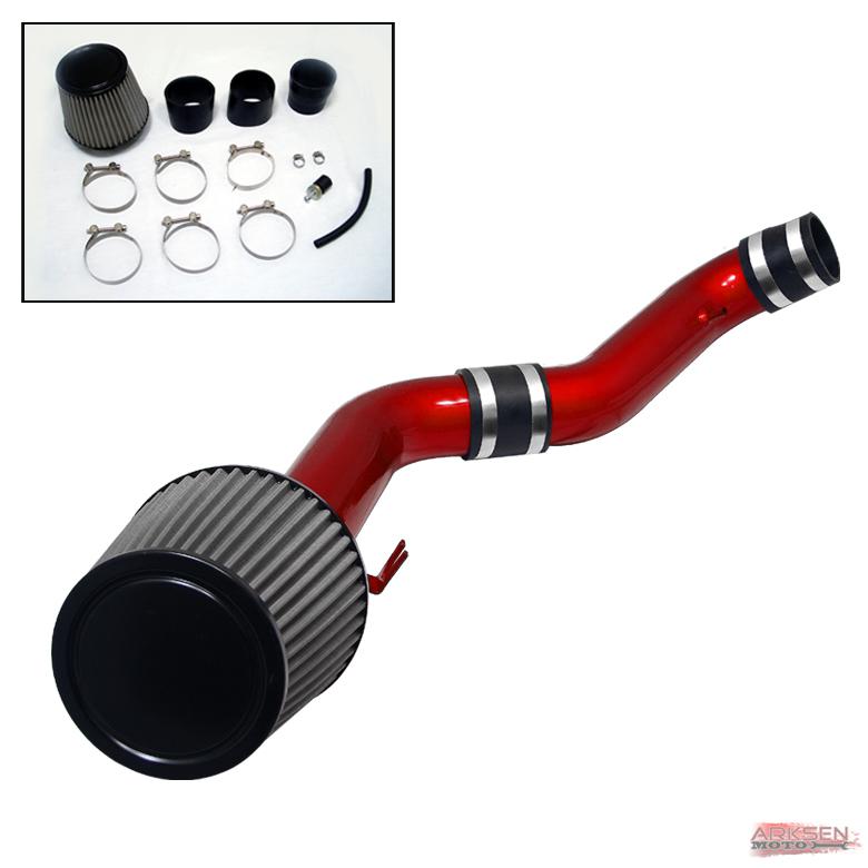 Fit 03-07 tiburon v6 red cold air intake induction + filter system set