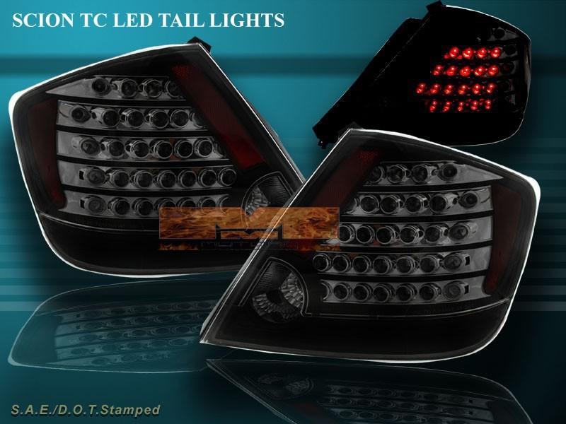 2004-2007 scion tc euro tail lights jdm black led 05 06