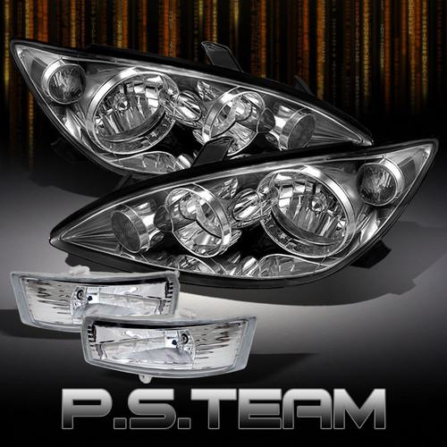 05-06 toyota camry ce le se clear crystal headlights+clear fog lights w/switch