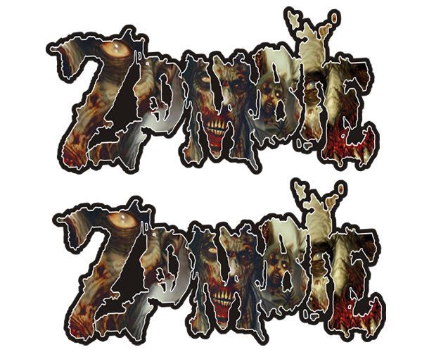 Zombie decal set 4"x2" zombies walking dead car vinyl bumper sticker zu1