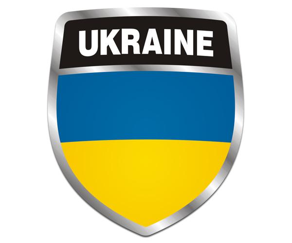 Ukraine flag shield decal 5"x4.3" ukranian vinyl bumper sticker zu1