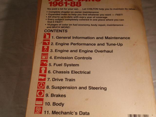 Chilton's repair manual 1961 to 1988 ford vans