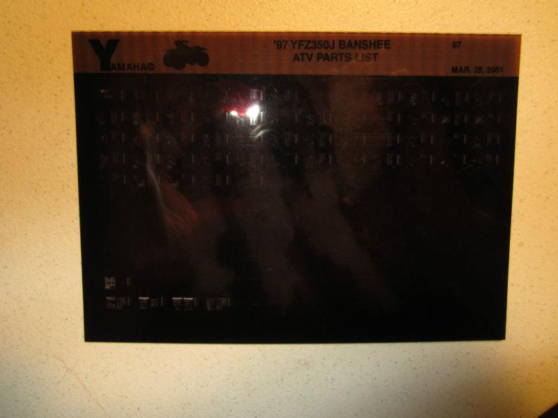 1997 yamaha atv yfz350j banshee microfiche parts list catalog yfz 350 j