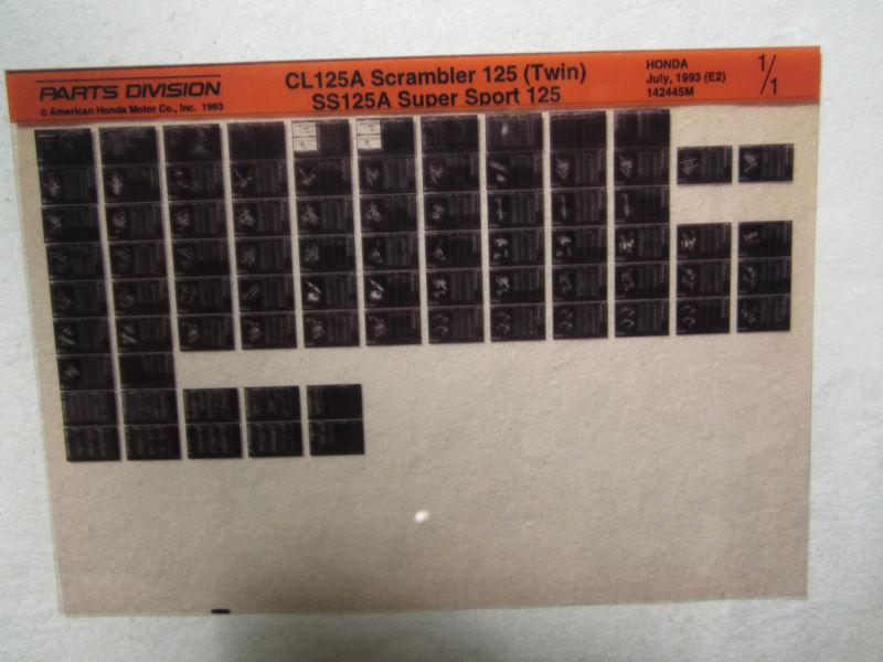 Honda motorcycle cl125a scrambler ss 125a microfiche parts catalog cl 125a 7/93