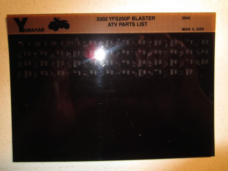 2002 yamaha atv yfs200p blaster microfiche parts list catalog yfs 200 p 