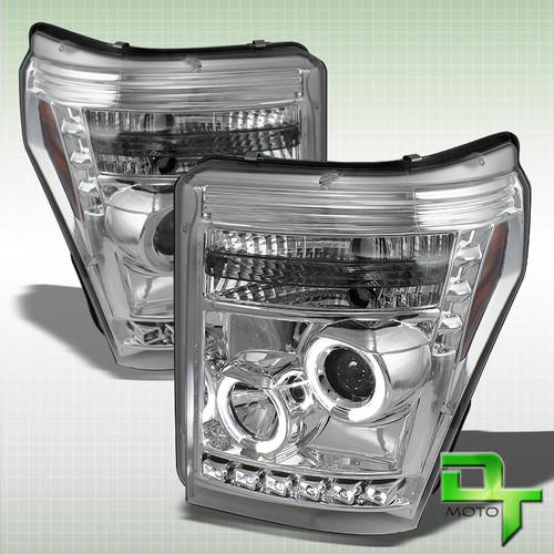 11-13 f250/350/450/f550 dual halo projector headlights w/daytime drl led lamps