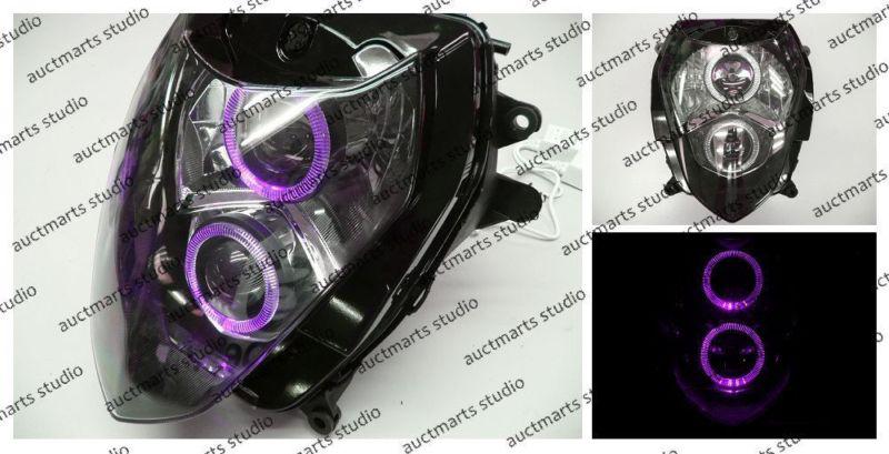 Suzuki gsx-r 1000 03-04 halo angel eye projector bi-xenon headlamp purple d