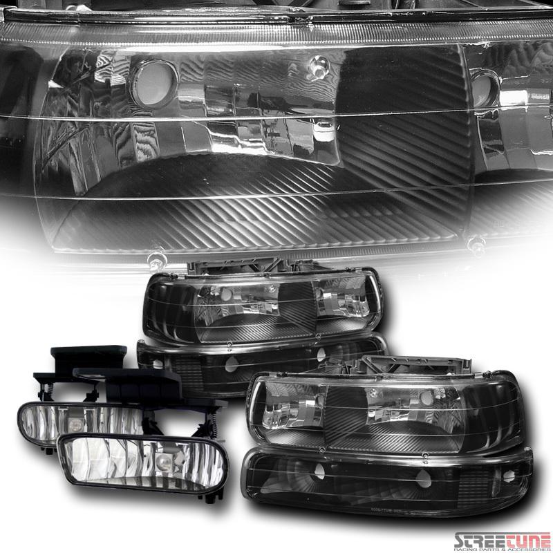 Blk headlights w/parking bumper aw+fog lights cl 99-06 silverado/suburban/tahoe