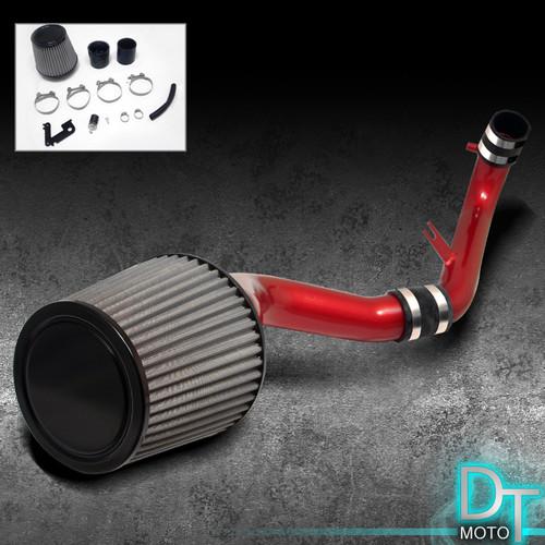 Stainless washable cone filter + cold air intake 01-05 civic ex red aluminum