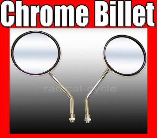 2 chrome billet round 4" motorcycle mirrors pair honda gl1000,1100,1200