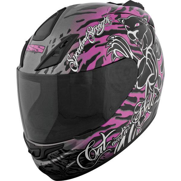 Black/purple xs speed and strength ss1000 cat out'a hell full face helmet