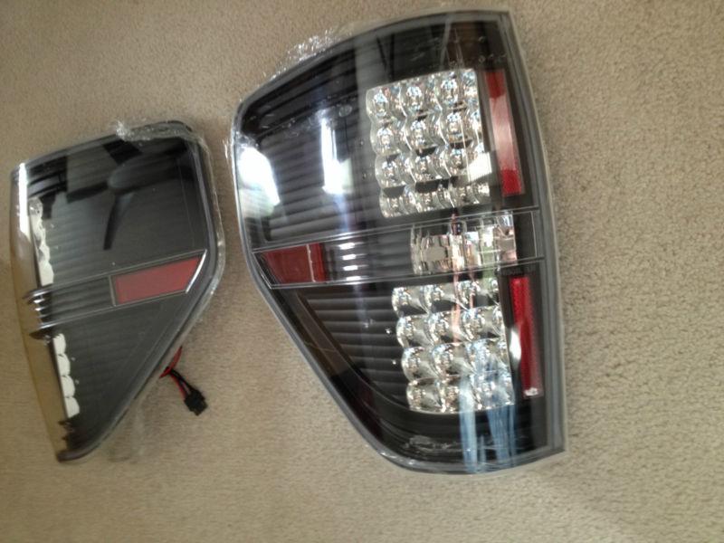 2009-2011 ford f-150 black housing clear lens led brake rear tail light lamps