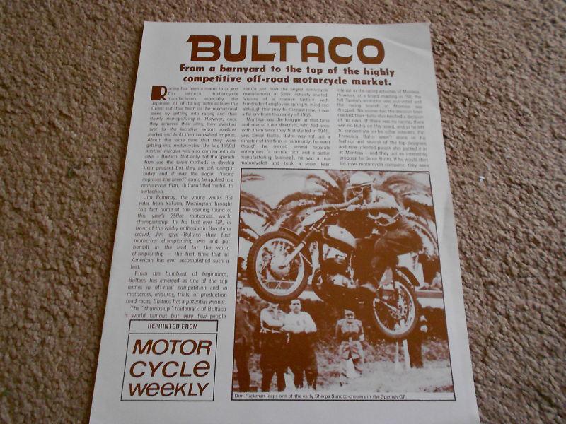  bultaco history from the barnyard to the the top,a short factory brochure