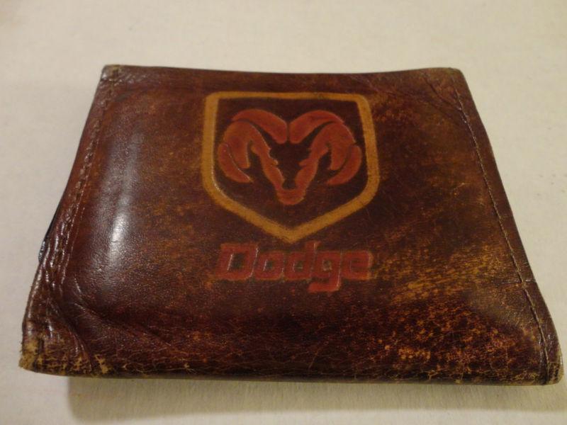 Vintage dodge brown leather wallet with credit card pockets & hidden compartment