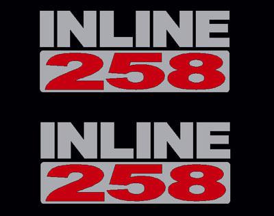 2 chrome 258 emblem decal set inline amc ih jeep scout stickers