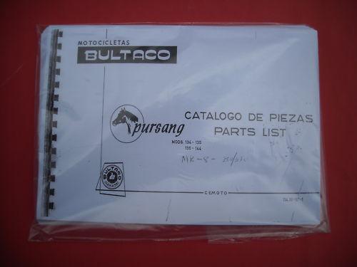 Bultaco pursang mk8, spare-parts list, photocopy a4