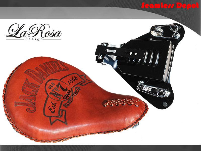16" la rosa brown leather jack daniel harley sportster solo seat & mount kit
