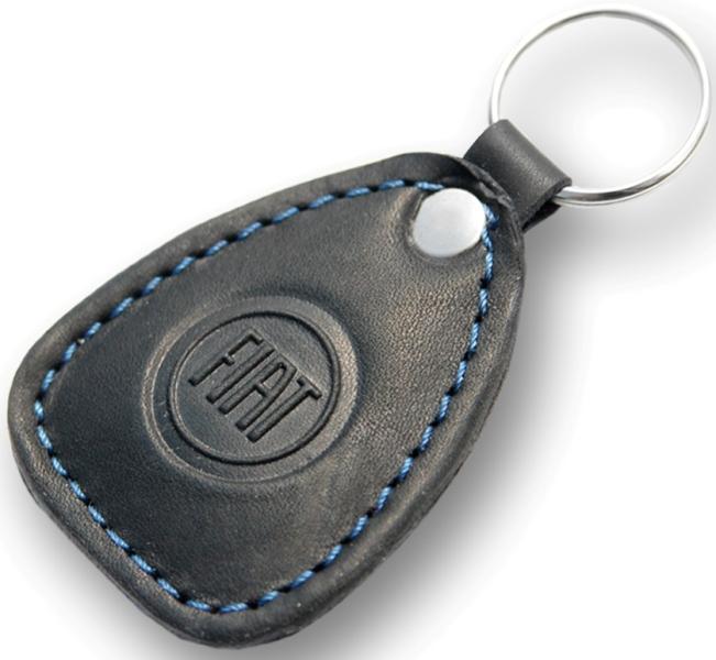 New leather black / blue keychain car logo fiat auto emblem keyring