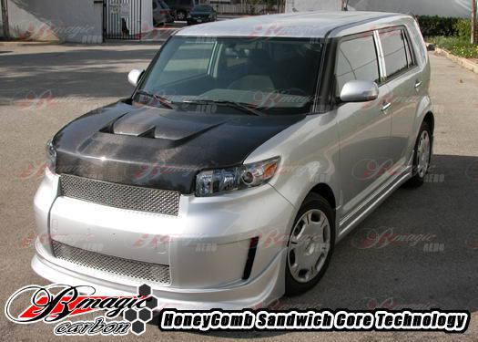 2008-2012 scion xb monster style functional carbon fiber ram air vented hood