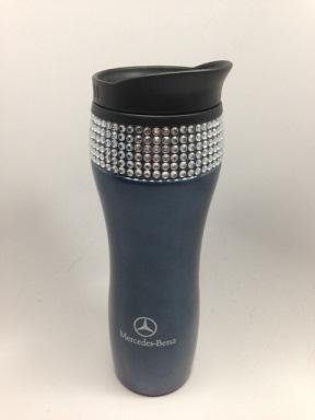 New mercedes swarovski crystal cup mug travel tumbler blue grey