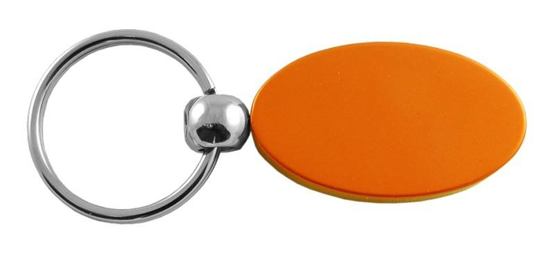 Plain simple orange oval metal key chain ring tag key fob etched logo lanyard